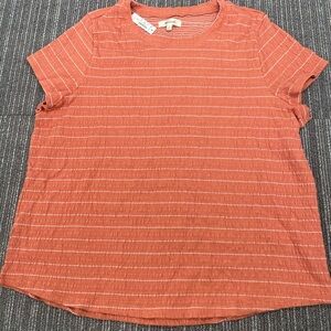NWT -Madewell Striped Orange  Ribbed Relaxed Short Sleeve Tee